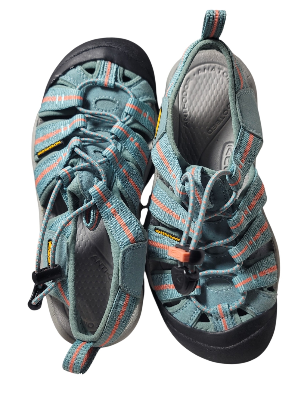 KEEN Newport H2 Waterproof Hiking Sandals - Mineral Blue / Coral - Women’s 5